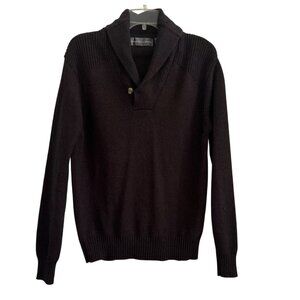 Oscar De La Renta Mens Brown Shawl Collar Sweater Size L Business Casual
